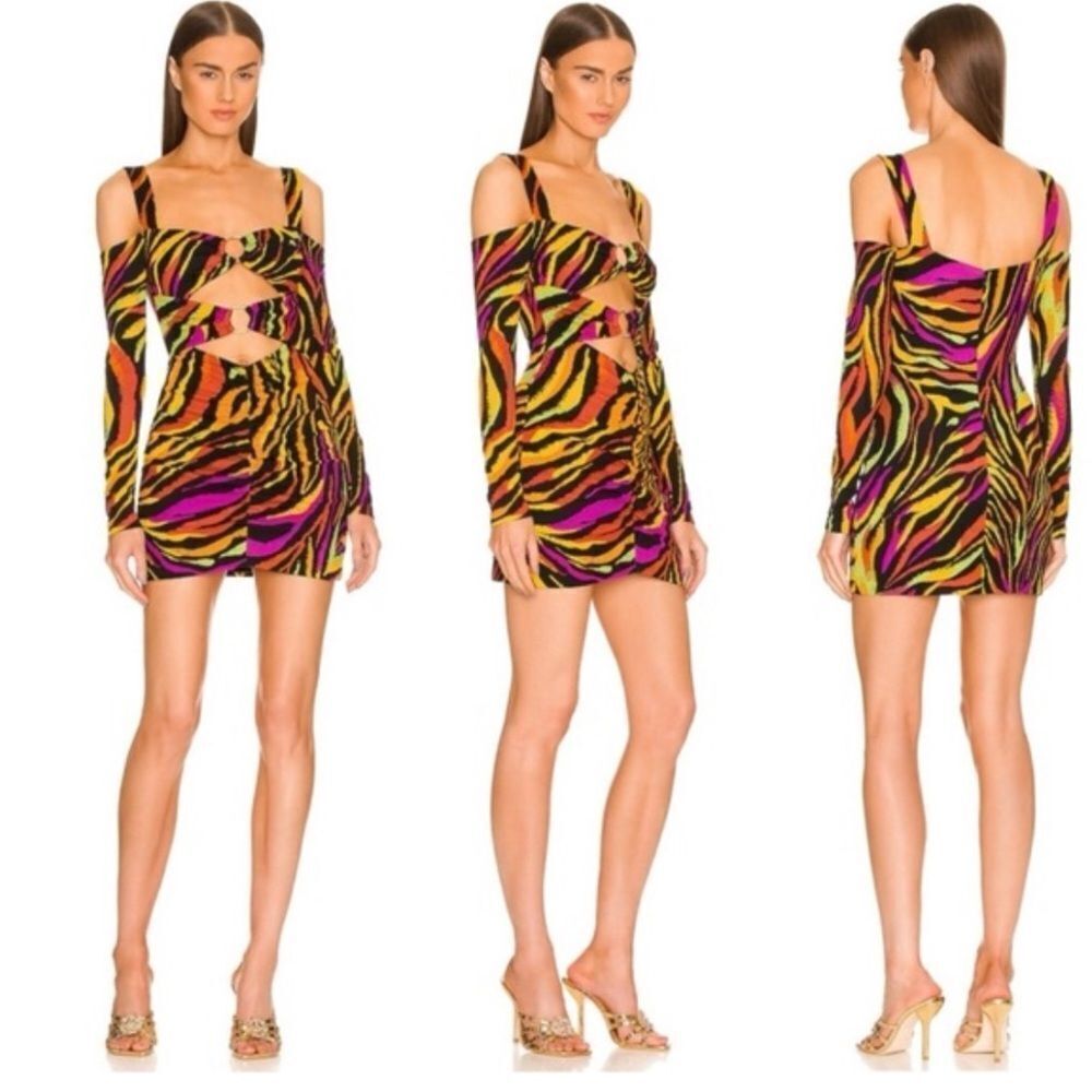 Dundas x Revolve Mini Dress Carmen Black Zebra Sz Small